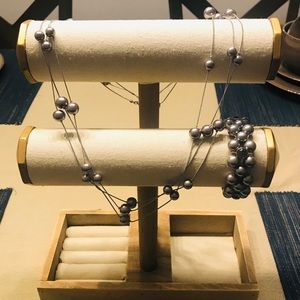 NWOT TALBOTS 3 PIECE BLACK PEARL JEWELRY SET!